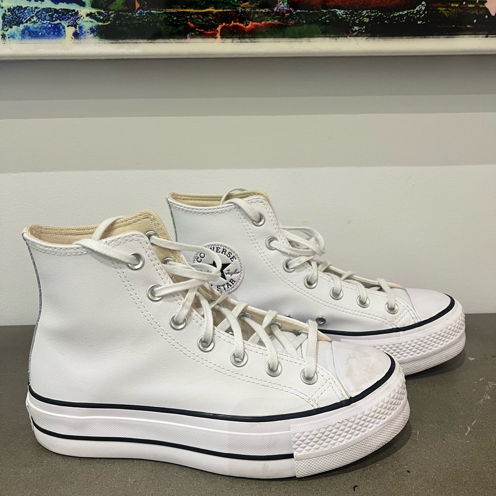 Converse Women's White High-Top Leather Sneakers